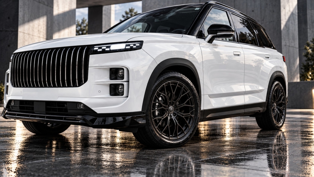 Jaecoo J7 styling concept showing the front splitter and lower side detailing